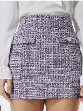 Lavender Bouclé Mini Skirt